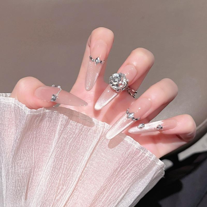 Cat's Eye Wearing Nail Pure Hand-made Nail Piece Fake Nail Wearing Nail Piece Advanced Sense Thin Dog Long