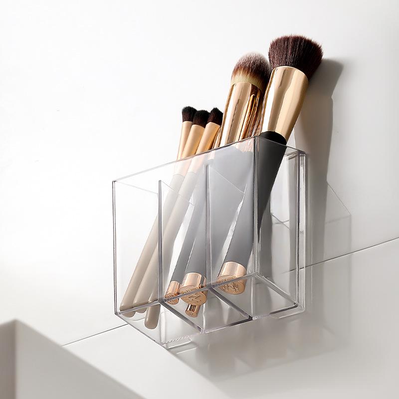 Transparent Acrylic Pen Holder & Makeup Brush Organizer - High-End Luxury Desktop Storage Box