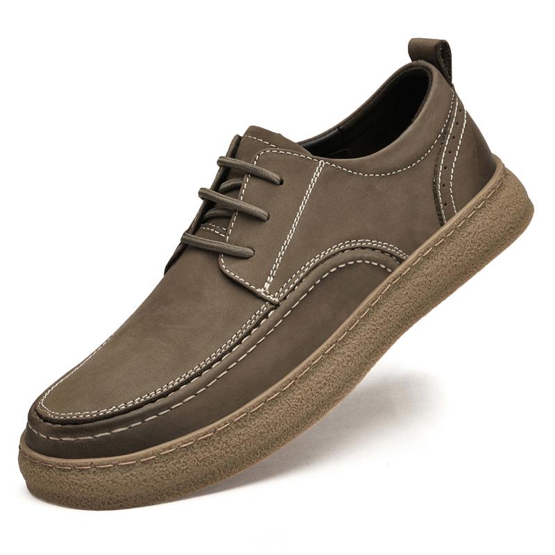 Men s Large Size Cowhide Slip-on Casual Leather Sneakers Size 40