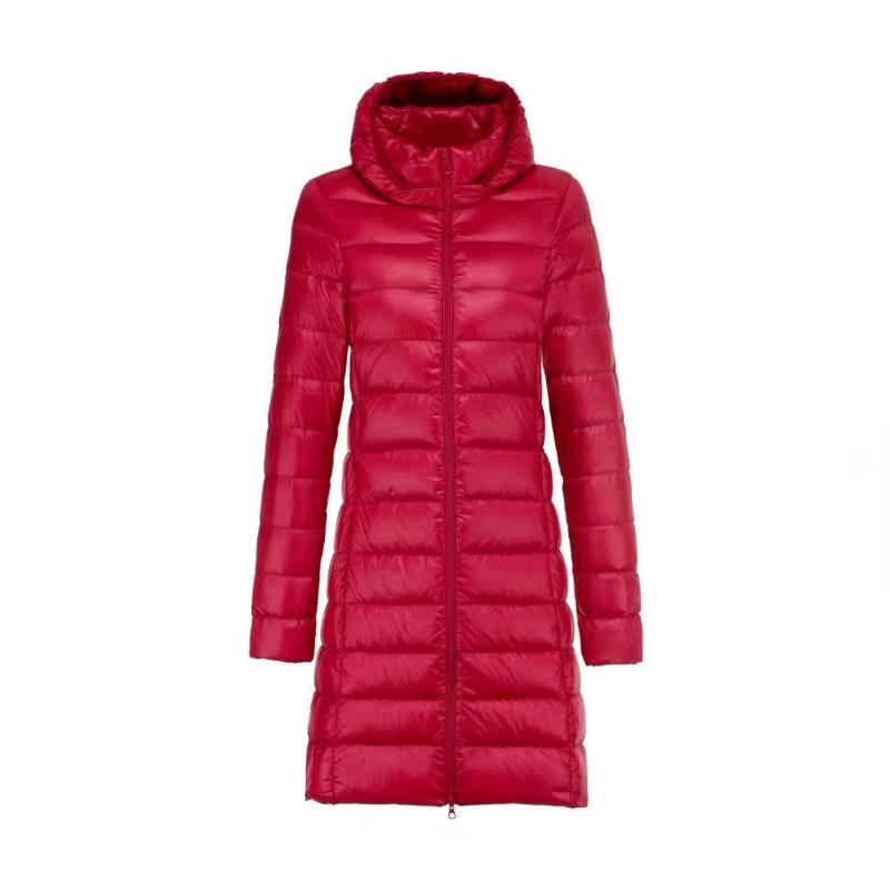 Feather New Women's Solid Color Women's Clothing Hooded and Hooded Removable Down Jacket Medium and Long Large Size Jacket