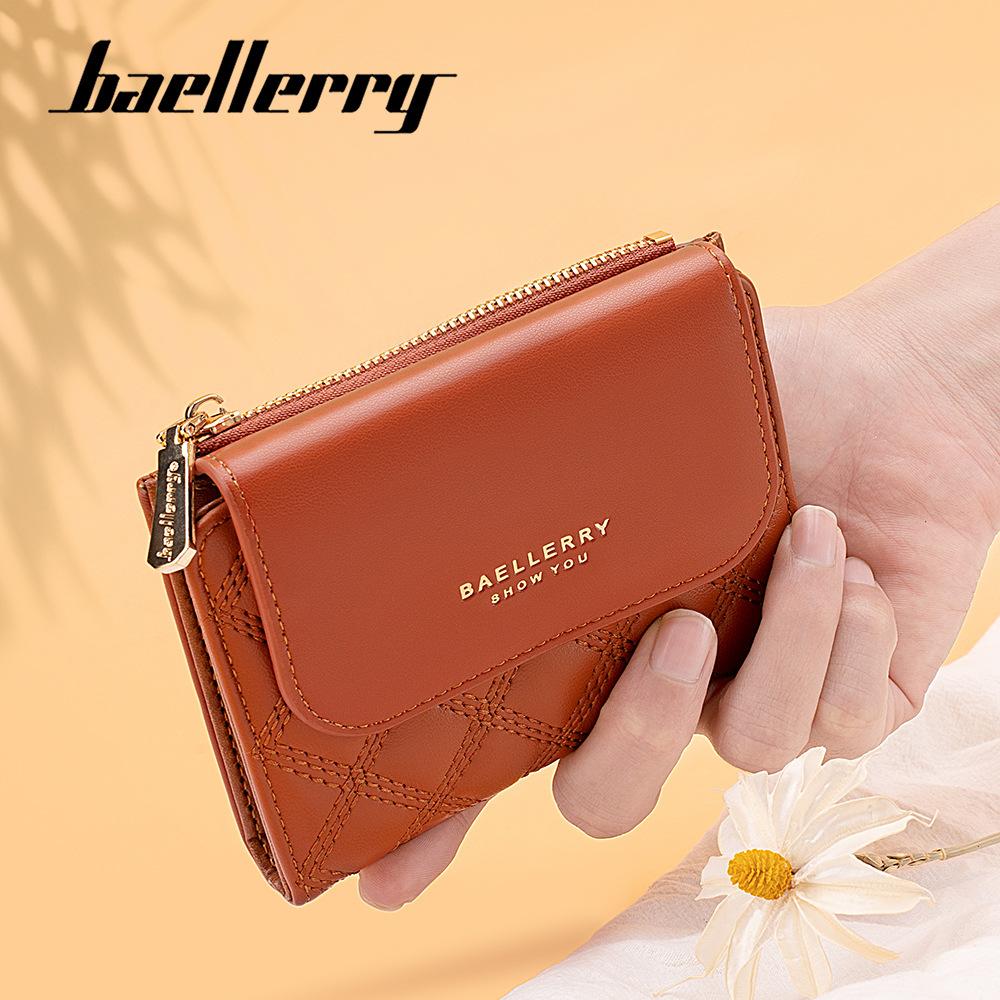 Baellerry Women's Casual Korean Style Short Pu Wallet with Multiple Card Slots Fashion Coin Purse Mini Card Holder