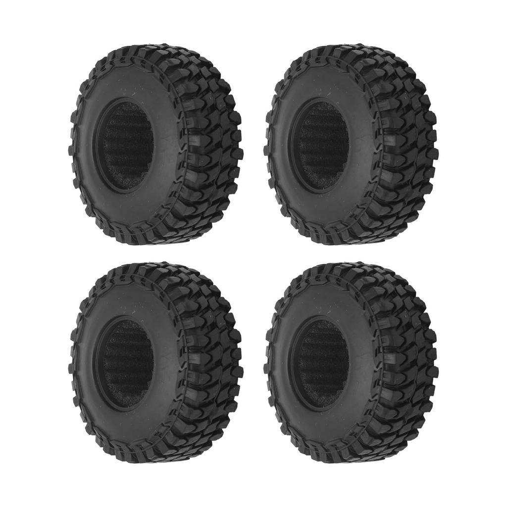 4 Pcs RC Tires Rubber Black Strong Cushioning Remote Control Car Tires with Anti Slip Nuts for Axial SCX24 1 24 RC Car