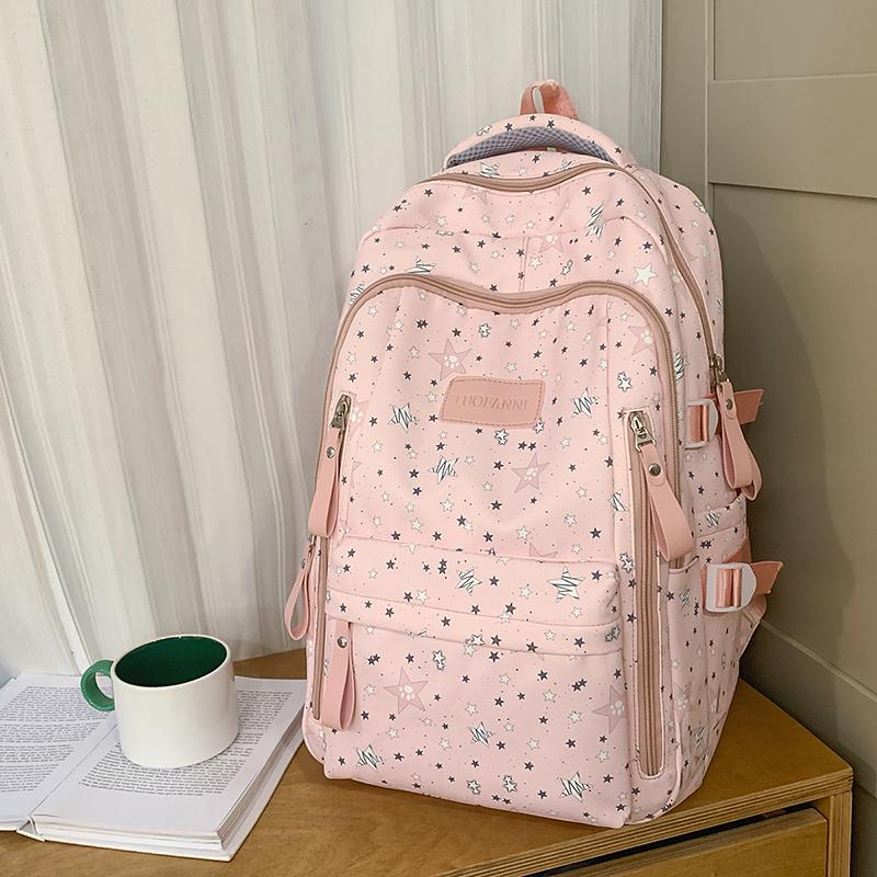 Student Schoolbag Star Printed Backpack Junior High School Student Class Backpack