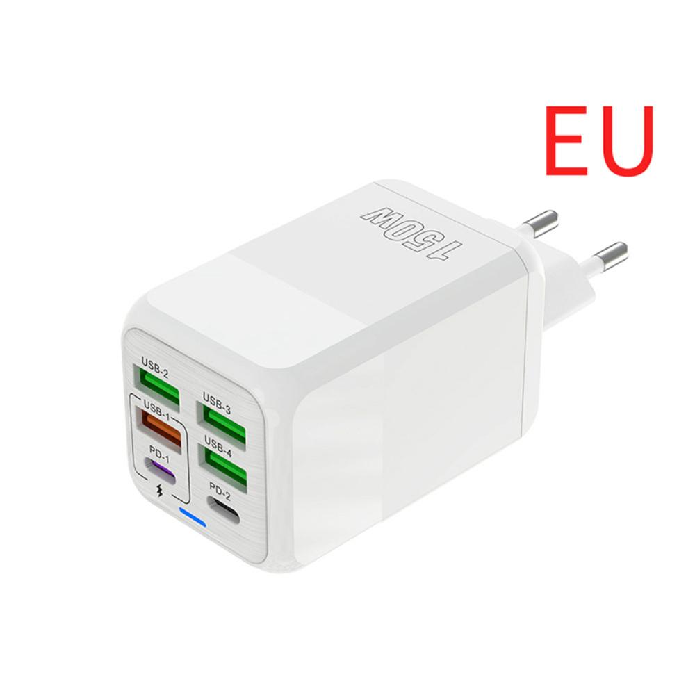 150W Fast Charger PD USB Phones Charger Quick Charge Adapter 6 Ports EU/US/UK For iPhone Samsung Huawei Plug Wall Adapter