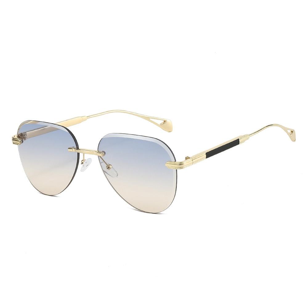 

Ins New Frameless Pilot Oval Gradient Sunglasses Women Men Fashion Luxury Street Punk UV400 High Quality as picture