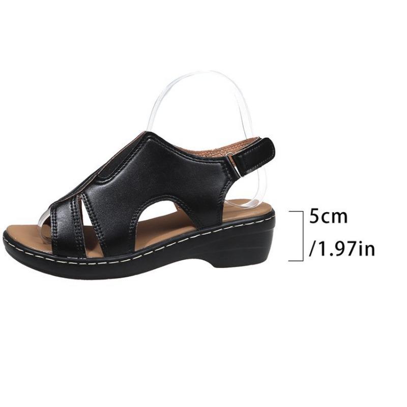 

Жіночі босоніжки на танкетці з відкритим носком великих розмірів, Повсякденне літнє взуття на платформі 43 чорний