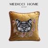 Medicci Home Vintage Cushion Cover Red Wine Velvet Plant Animals Honeybee Embroidery Throw Pillow Case Luxury Living Room Decor