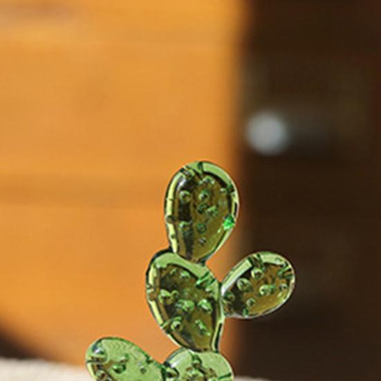 Cactus Ornaments Good Craftsmanship Decorative Glass Miniature Cactus Bonsai Figurine