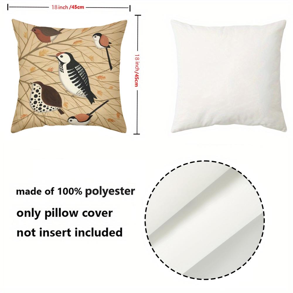 Autumn Bird Patterned Cushions For Home Decor Polyester Pillowcase, Sofa Decorative Cushion Cov Headboard Pillow