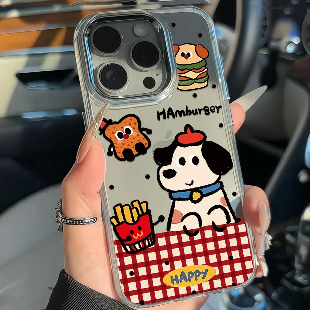 Cute Pacha Dog Burger Phone Case For Iphone 17 17E 16E 11 Plus 12 Pro Max 15 13 16 14 Ultra Comfort Grip Shockproof Shell Coque