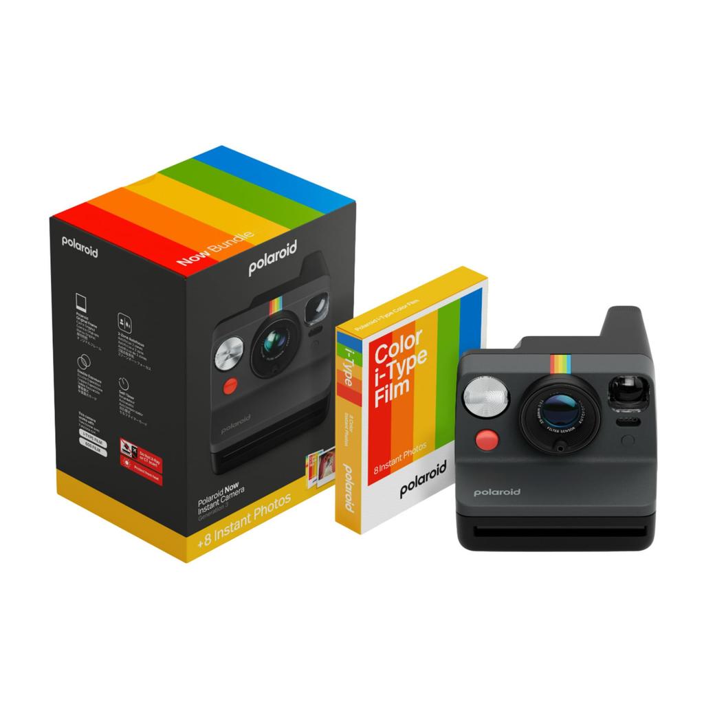 Polaroid Now 3rd Generation Instant Camera Film Bundle Now Black Camera 8 Color Photos I-Type + - + (6572)