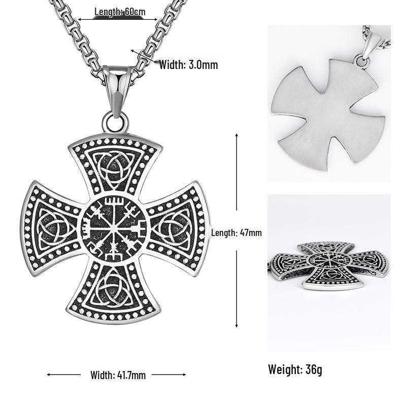 Pendentif Croix Runique Celtique en Acier Titane Européen et Américain Collier pour Homme