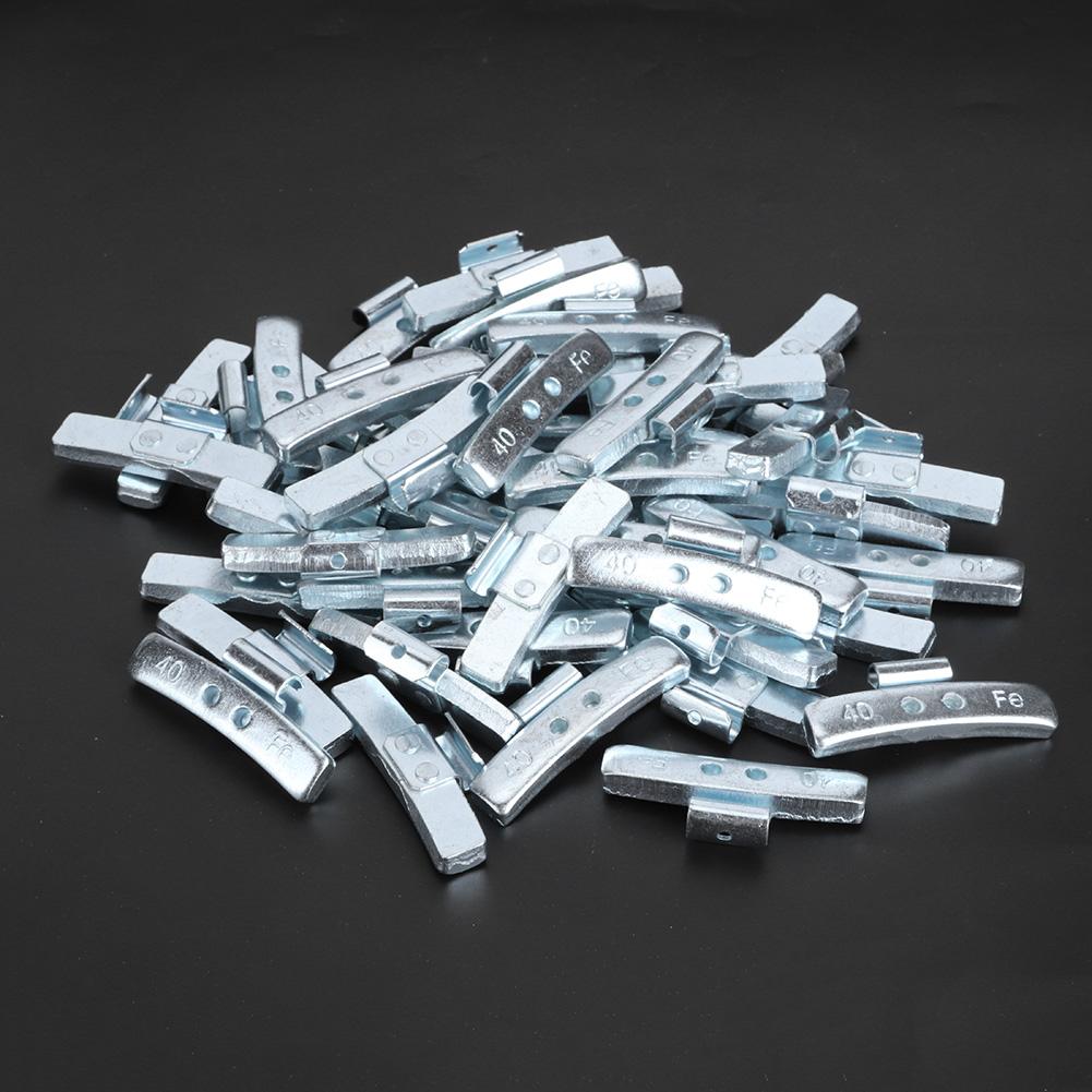 50pcs 40g 1.4oz Clip On Wheel Balance Blocks Aluminum Alloy P Style Tire Weight Balancing Assortment(Without Wheel