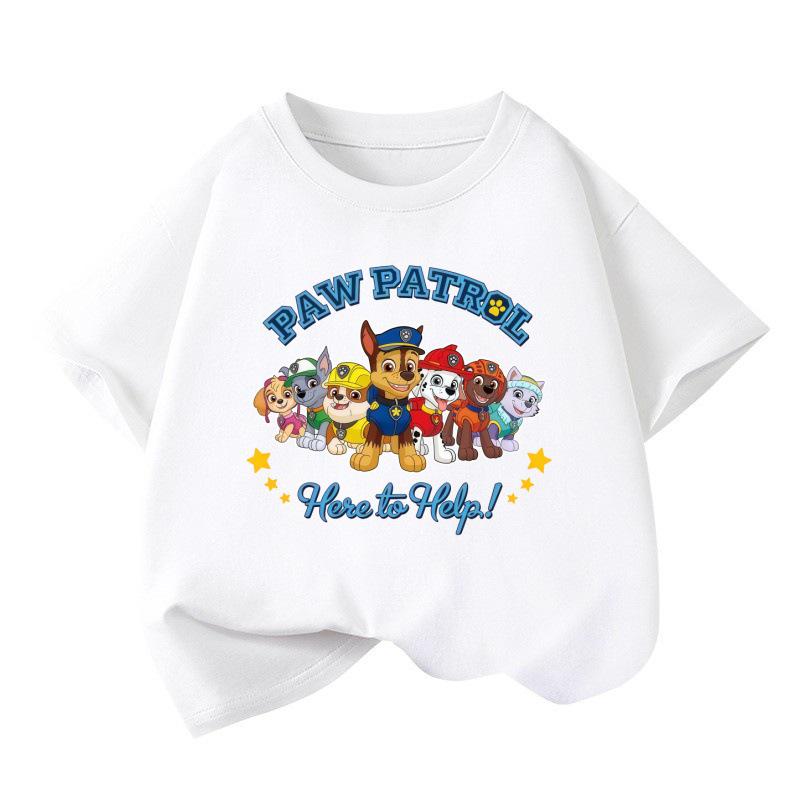 High-Quality Boys' Autumn Cartoon Print Short-Sleeve Round Neck Shirt