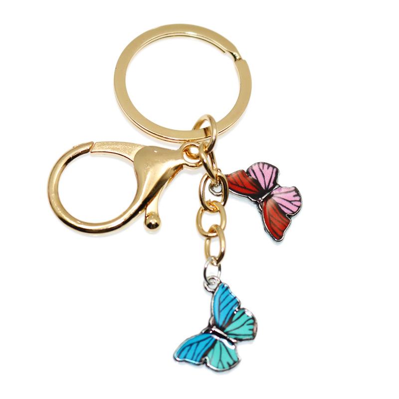Cute Colorful Butterfly KeyChains Bag Charm Cell Phone Accessory Preppy Schoolbag Pendant Key Rings Christmas Xmas Jewelry Gifts