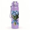 1PC Blue Cornflower Bouquet With Ribbon Print 750ml Color Plastic Sports Water Bottle Leakproof Flip Straw Lid Suitable for Sports Office Home Use