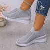 Women's Wide Width Crystallized Slip-On Sneakers - Round Toe Low Wedge Casual Shoes, Fashion Comfort Flats