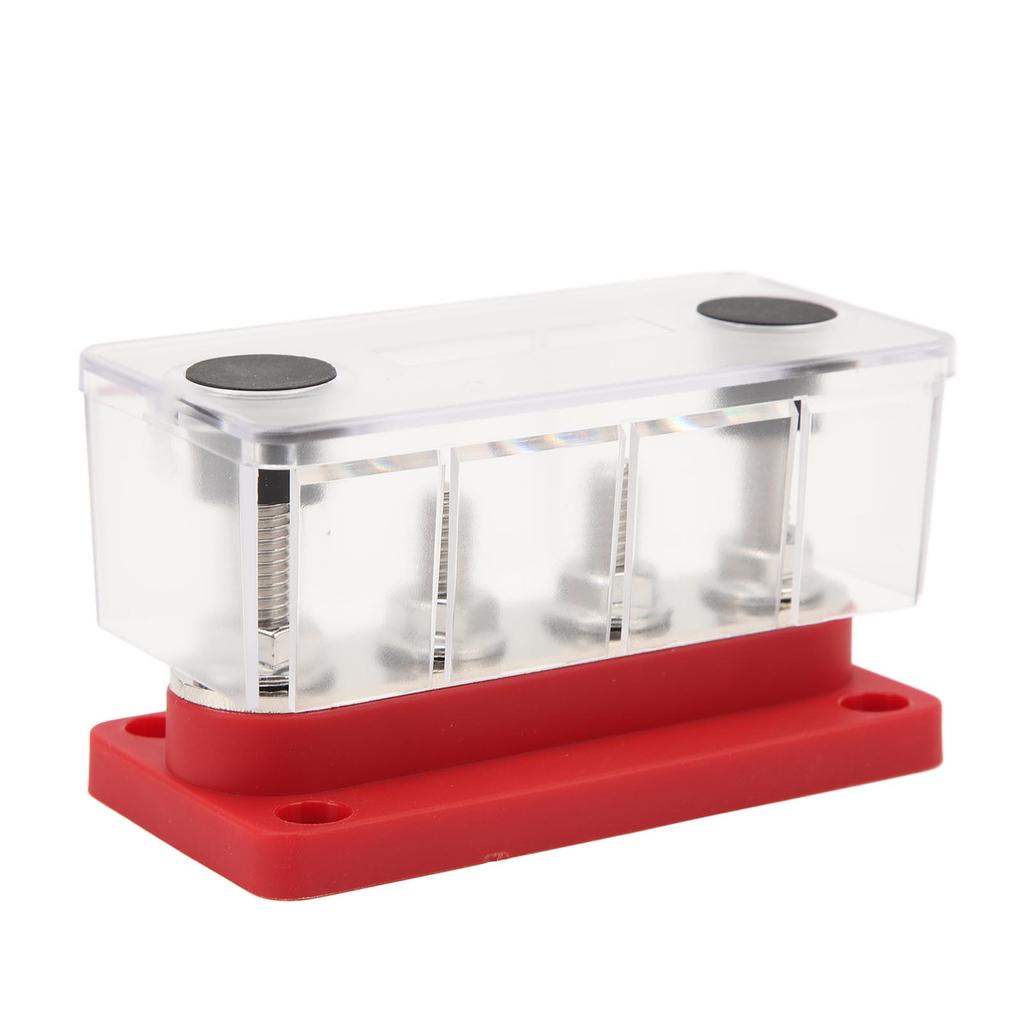 4 Studs Power Distribution Block 12‑48V 150A Brass Nickel Plated for Cars Trucks RVs Marine Boats Red