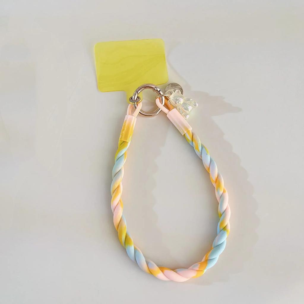 Macaron Color Silicone Lanyard Mobile Phone Rope Lanyard Luminous Bear Split Mobile Phone Chain Wrist Rope Anti-lost