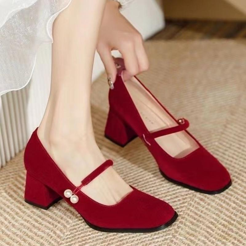 Fashion Elegant Women's High Heels Mary Jane Shoes Bead Heeled Sandals 2025 Trend Summer Fad New Chunky Pumps Party Dress Mujer Zapatos