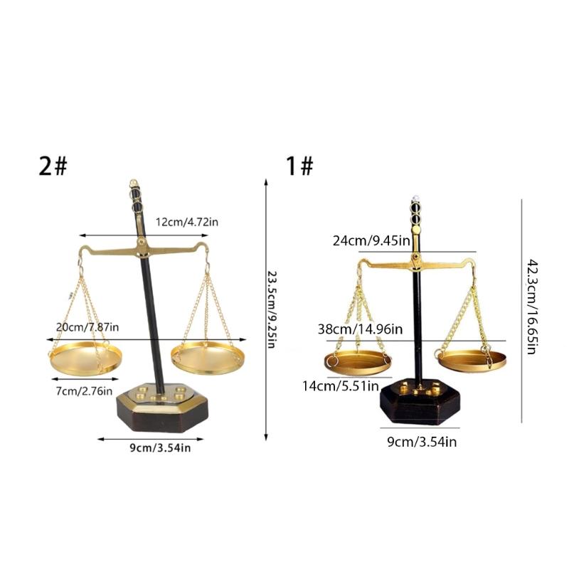 Antique Metal Balance Sculpture Vintage Justice Libra Scale Statue for Elegant Farmhouses Home and Office Decoration