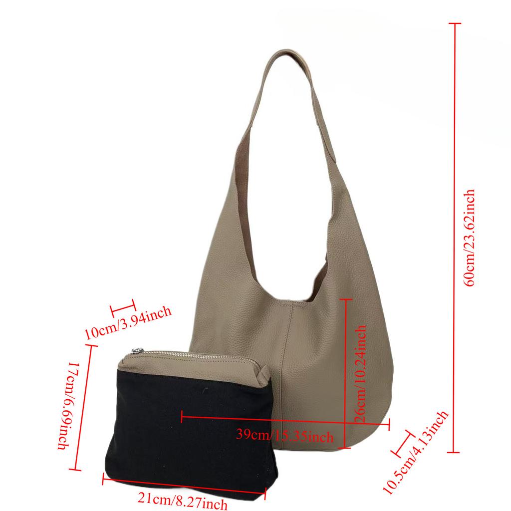 Ladies Lazy Wind Leather Shoulder Bag Large Capacity Retro Minimalist Commuter Tote