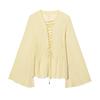 European and American Style French Women's Clothing Design Spot Lace-up Decorative Chiffon Top