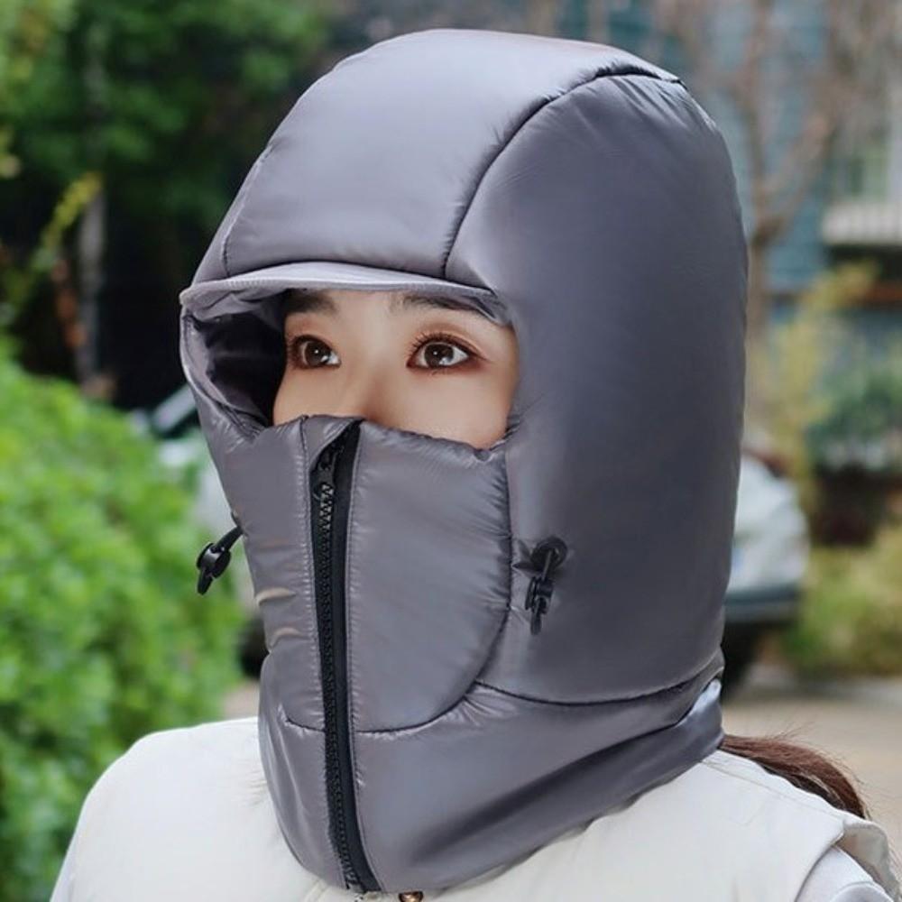 Solid Color Winter Cycling Warm Hat Thickened Pullover Cap Ear Protect Cap  Women