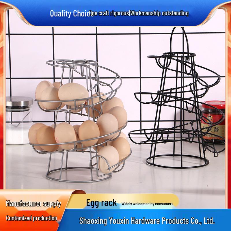 

Kitchen Spiral Egg Rack: Multi-use Iron Handheld Hanging Basket