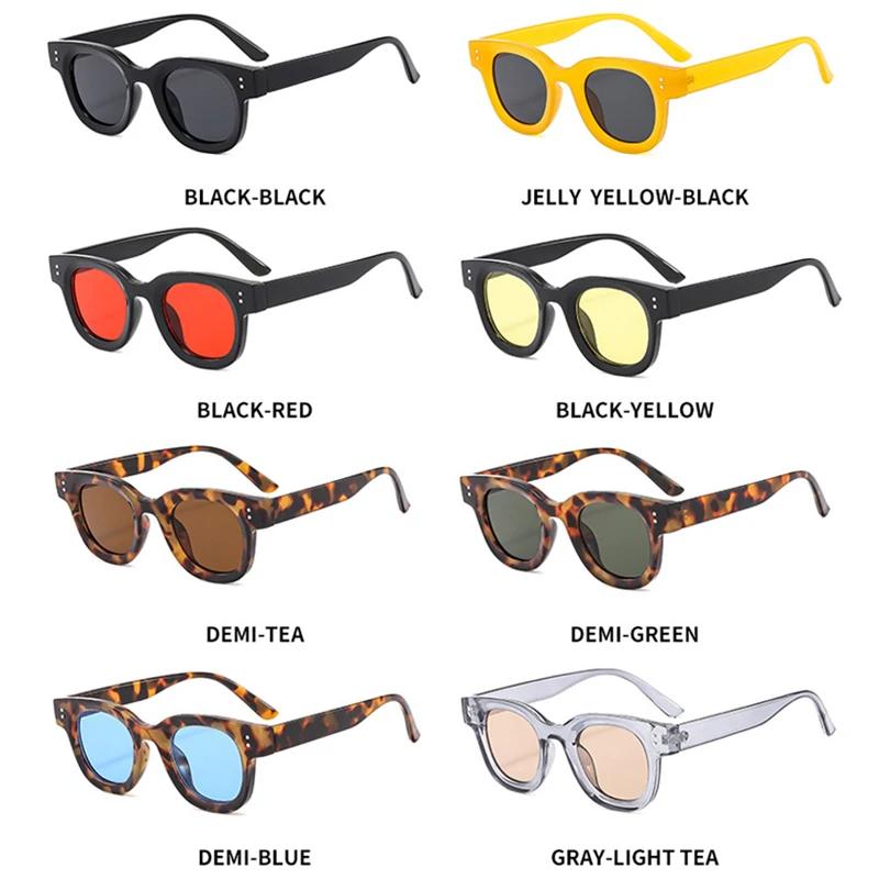 New Retro Square Sunglasses Women Fashion Leopard Blue Shades UV400 Men Trending Punk Rivets Sun Glasses
