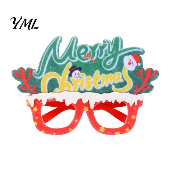 Christmas Party Costume Decorations Glasses Photo Booth Props, Felt Reindeer Santa Snowman Eyeglasses for Holiday Funny Elk Snowflakes Spectacles