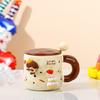 Creative Cartoon Ceramic Cup with Lid and Spoon Family Mug Ins Fengshui Cup for Girls Large Capacity