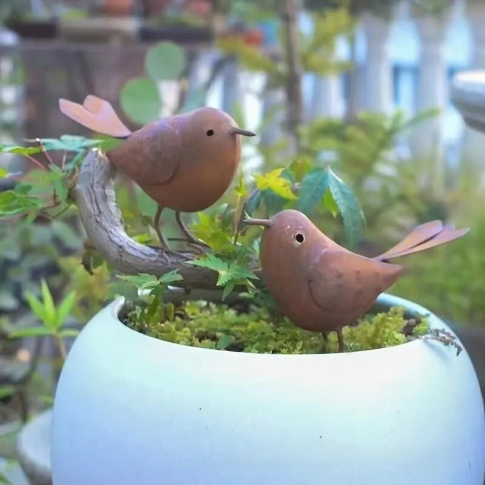 Rustic Metal Bird Sculptures Funny Retro Bird Statue Small Bird Figurine Bird Enthusiasts Gift