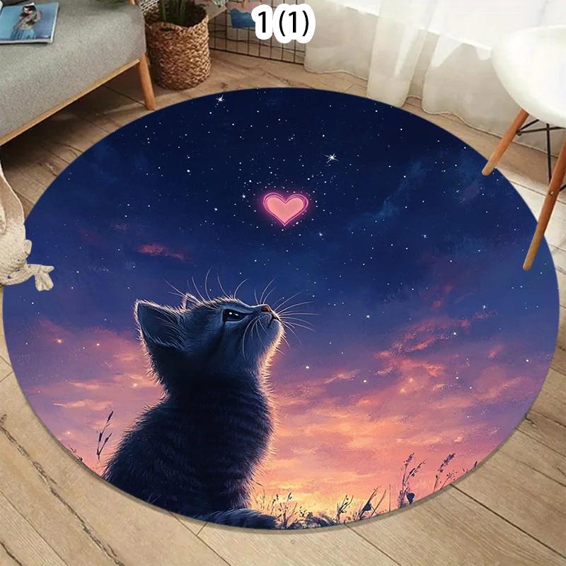 

Luxury Vintage Persian Medallion Round Rug, Boho Mandala Floral Print Floor Mat, Non-Slip Living Room Carpet, Elegant Bohemian 80cm