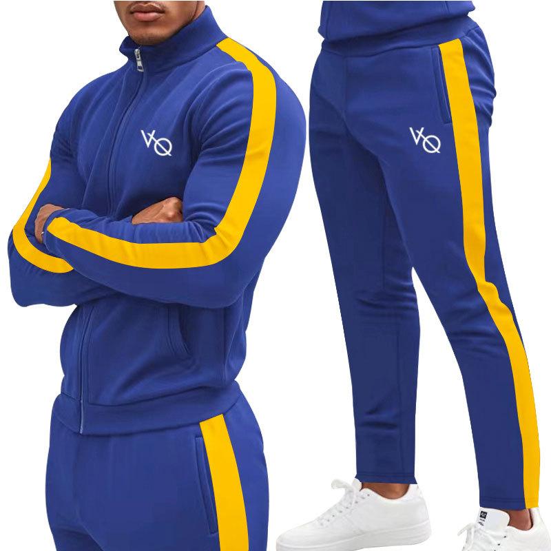 New Men's Sports Set: Spring/Autumn Outdoor Fitness Running Outfit - Zip-Up Jacket + Trousers