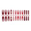 24pcs Christmas Press on Nail Square False Nail Long Acrylic Nail French Tip Winter Artificial Nail for Hliday Parties