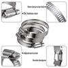 50Pcs 304 Stainless Steel Adjustable Worm Drive Hose Clamps Heavy Duty Pipe Clips for Automotive Fuel Line Gas Tube Plumbing