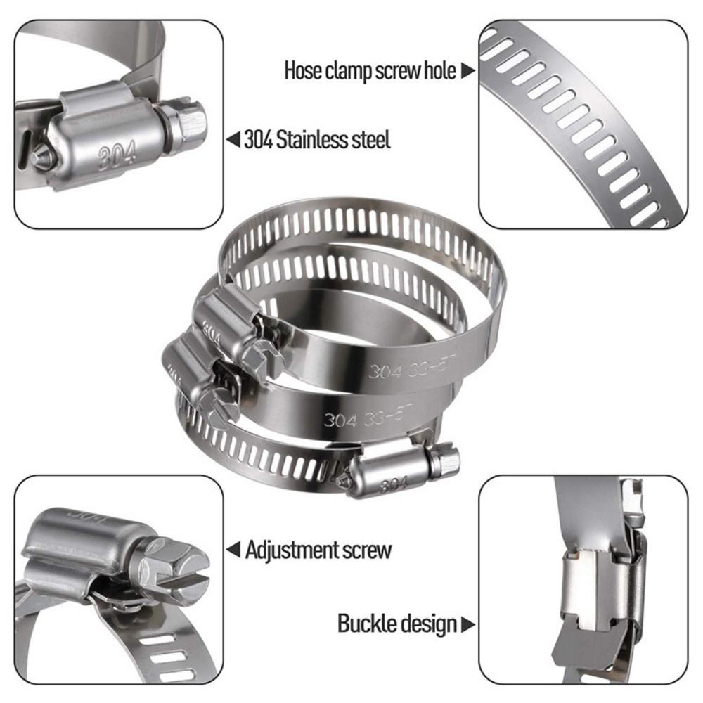 50Pcs 304 Stainless Steel Adjustable Worm Drive Hose Clamps Heavy Duty Pipe Clips for Automotive Fuel Line Gas Tube Plumbing
