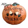 Halloween Harvest Table Decor Pumpkin Figurine, Resin Welcome Ornament, Autumn Thanksgiving Rustic Home Tabletop Centerpiece for Entryway Patio, Cute
