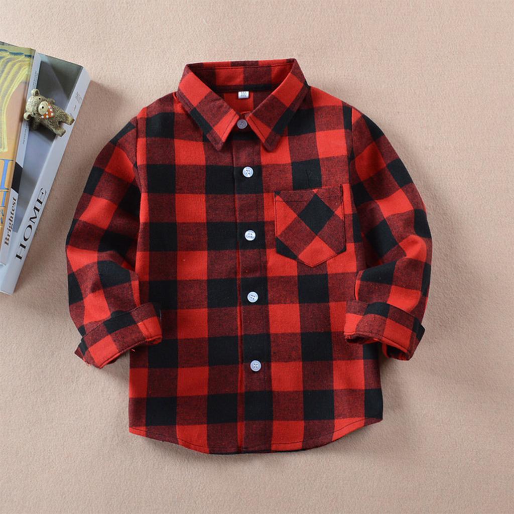 Kids Toddler Flannel Shirt Jacket Plaid Long Sleeve Lapel Button Down Shacket Baby Boys Girls Fall Shirt Coat Outwear