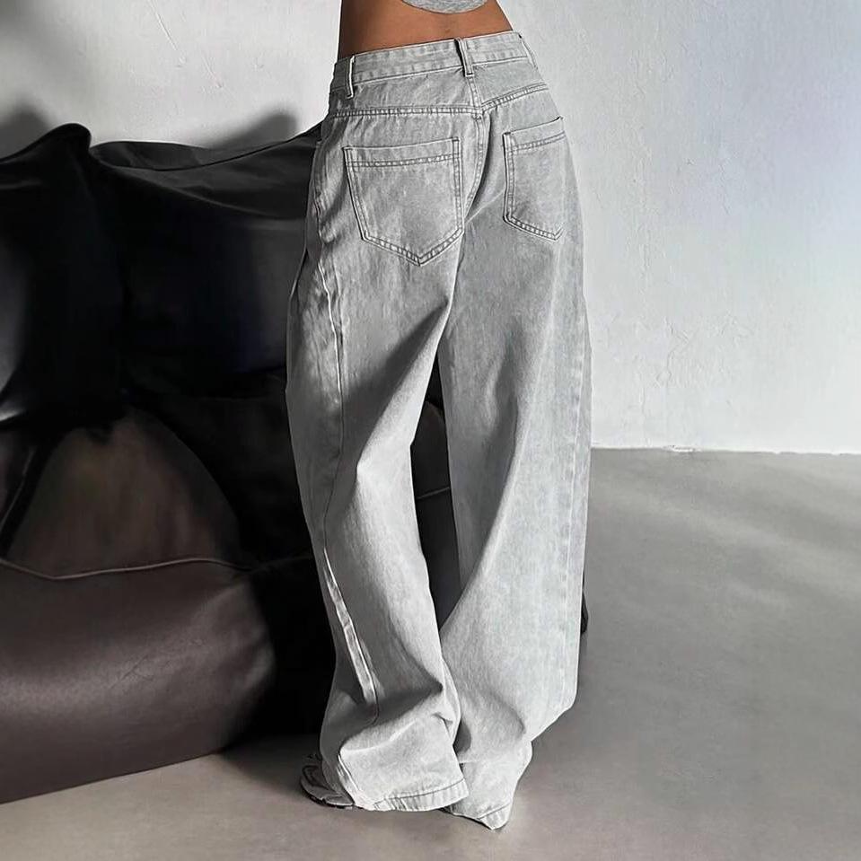 High Waist Straight Jeans Damen Locker Lässig Denim Hose Tägliche Straßenhose