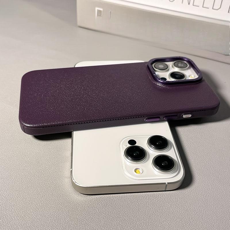 Lychee Leather Pattern Suitable for Apple 16 ProMax Mobile Phone Case Metal Button Iphone14 Simple 13 Protective Case 15