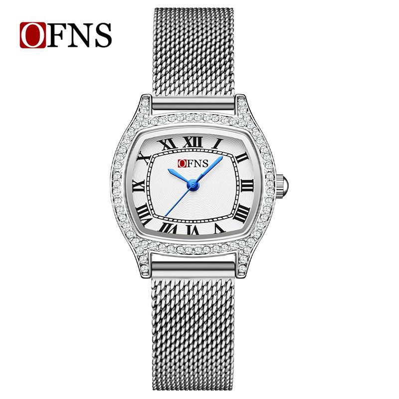 Retro Rhinestone Inlaid Roman Numerals Square Ladies Fashion Watch