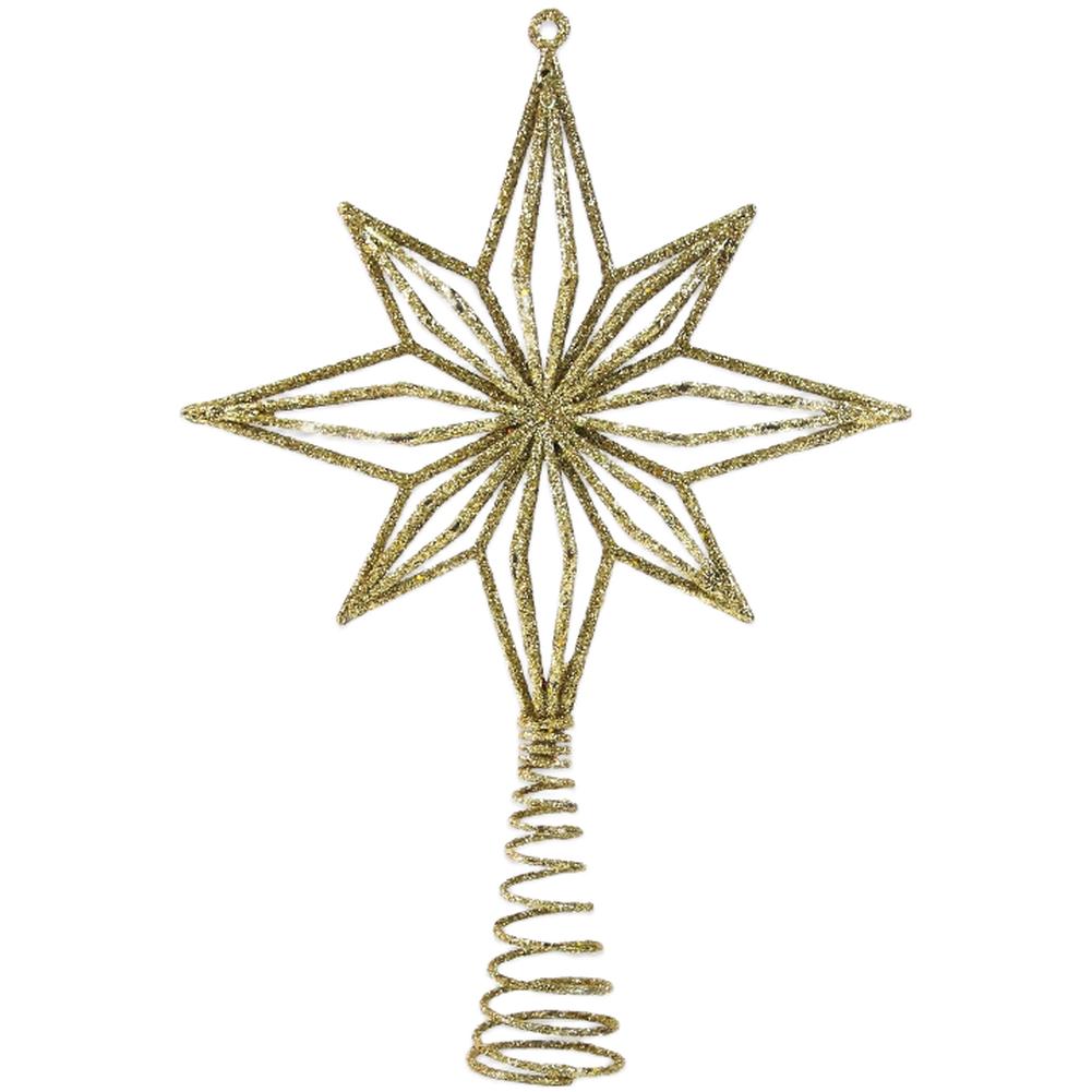 Hollow Out Christmas Tree Finial Star Ornament with 3D Snowflake Pendant for Festive For Xmas Decoration Plastic Material