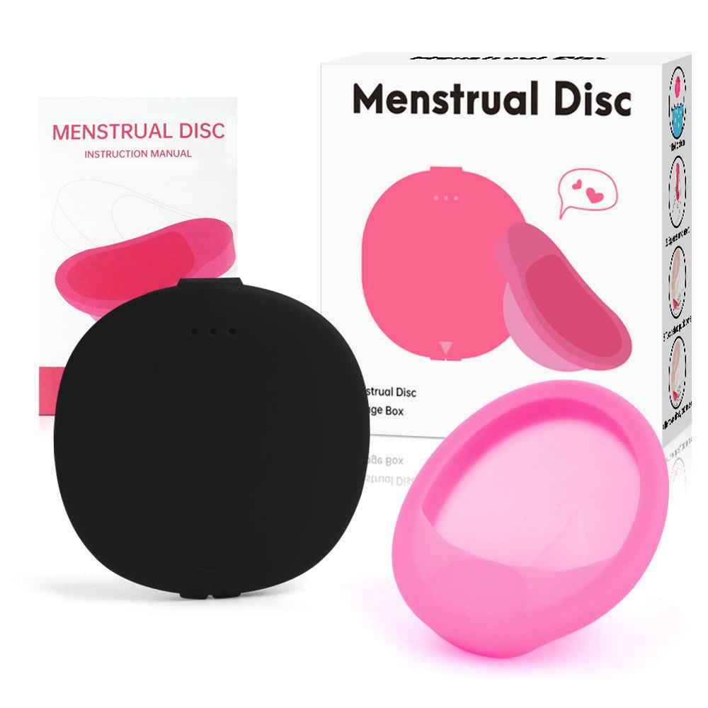 Silicone Menstrual Disc Cup with Storage Box and Built-in Handle for Women