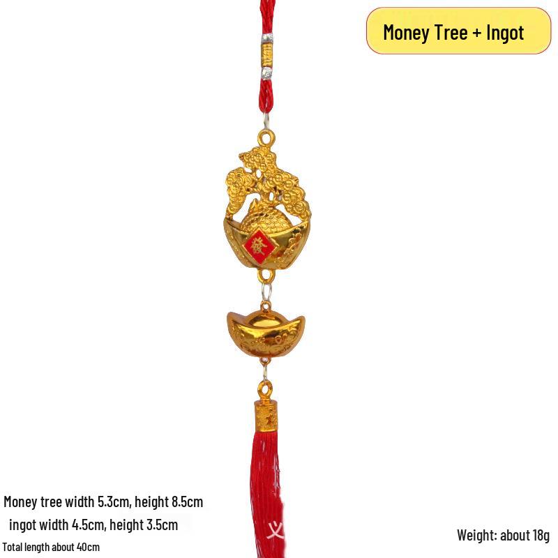 Lucky Gold Ingot Bonsai Pussy Willow Pendant - New Year Decoration