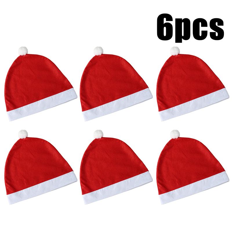 1-10PCS Christmas Santa Claus Hat Car Headrest Covers Red Polyester Seat Cover Decoration for Holiday Party Accessories
