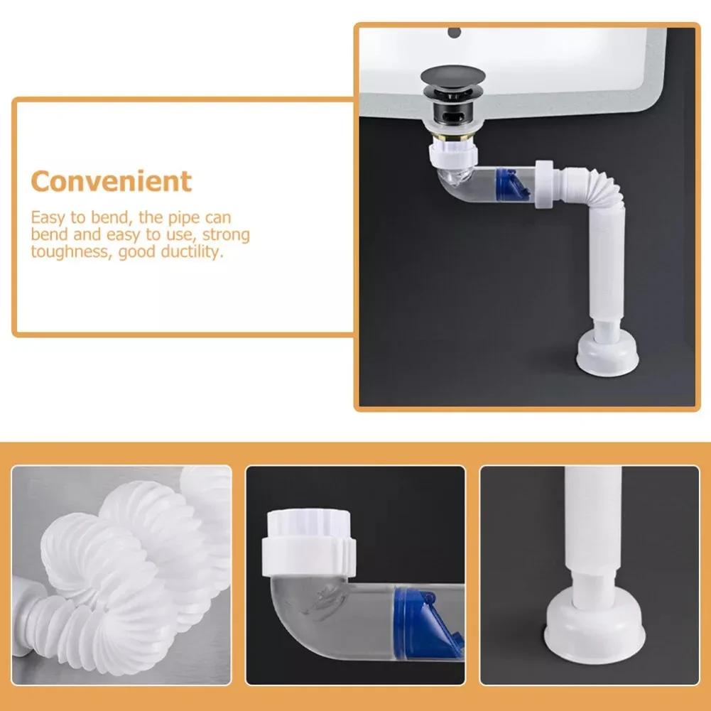 Flexibilní dřez Deodorant odtokové potrubí Hadice proti zápachu Umyvadlo Kanalizační odtokové potrubí Příslušenství 41,50 x 10,15 x 3,65 cm