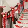 Wedding Ceremony Stair Handrail Decoration with Floral and Double Happiness Motif
