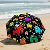 1 Paraguas Plegable Automático-Diseño de Patrón Among Us, Portátil y Plegable con 8 Varillas, Regalos de Navidad y Cumpleaños
